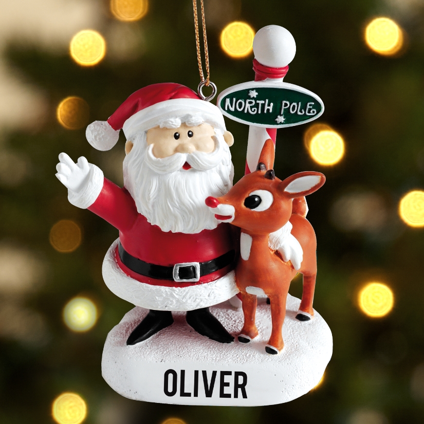 Santa and Rudolph the Red-Nosed Reindeer® Ornament with Letter at Gifts.com