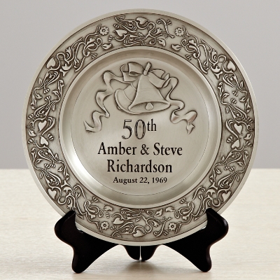 Commemorative Pewter Personalized Anniversary Plate
