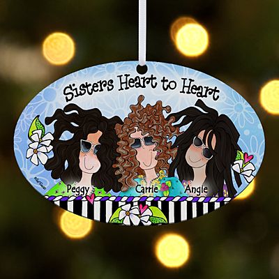 Sisters Heart to Heart Oval Ornament by Suzy Toronto