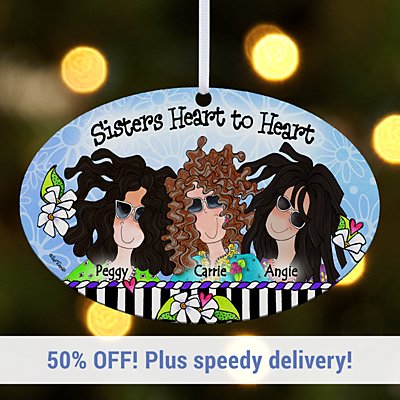 Sisters Heart to Heart Oval Bauble by Suzy Toronto