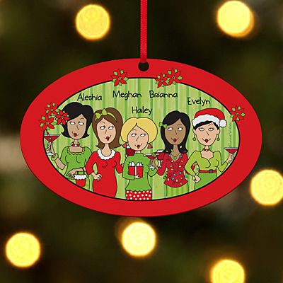 Tis The Season With The Girls Oval Ornament