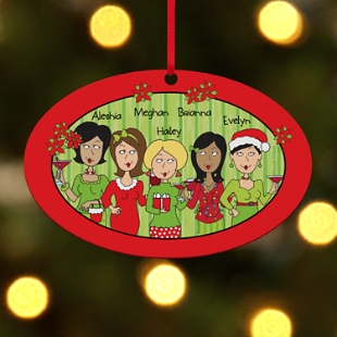 Tis The Season With The Girls Oval Ornament