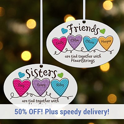Sisters and Friends Heartstrings Oval Bauble