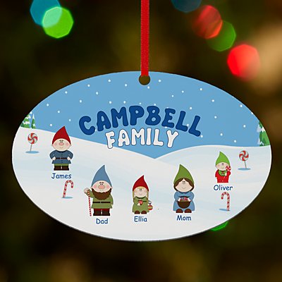 Gnome Family Oval Bauble