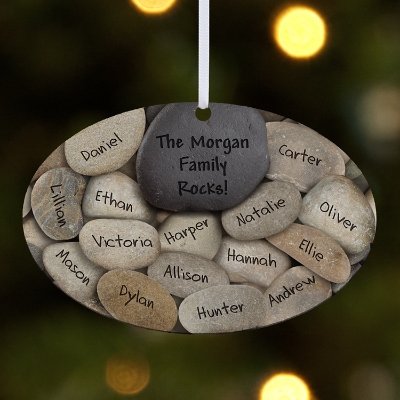 Our Family Rocks Personalized Oval Keepsake Ornament