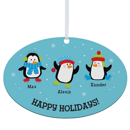 Playful Penguins Oval Ornament - Small