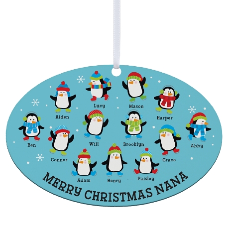 Playful Penguins Large Oval Ornament