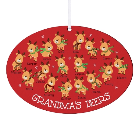 Her Little Deers Large Oval Ornament