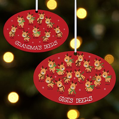 Little Reindeers Personalized Oval Decoration