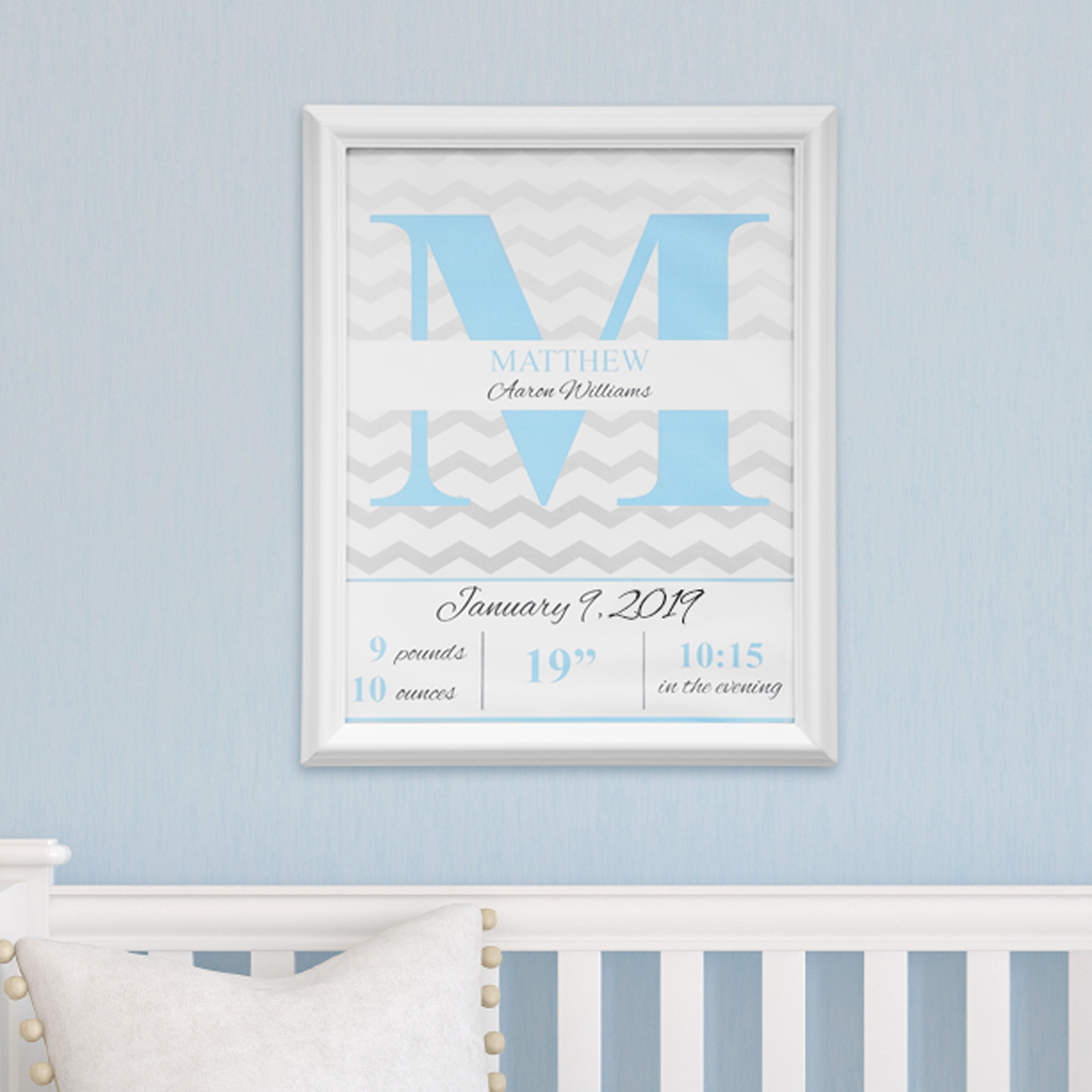 Chevron Birth Details Framed Print