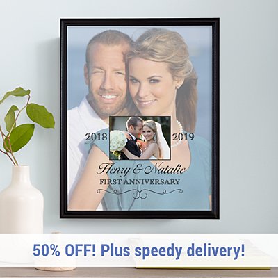 Then & Now Photo Anniversary Canvas