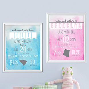 Water Color Baby Welcome Framed Print