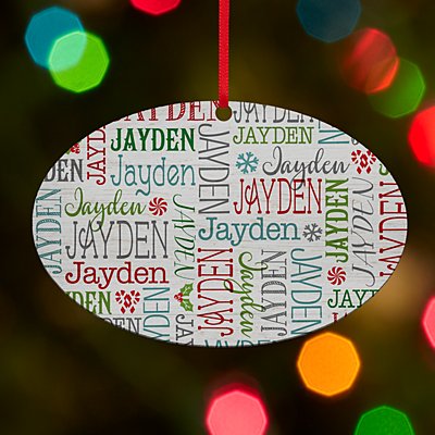 Holly Jolly Name Oval Ornament
