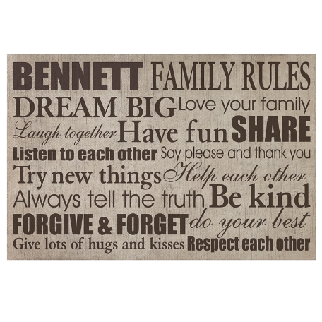 Family Rules Doormat -24x36 - Cream