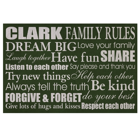 Family Rules Doormat - 24x36 - Green