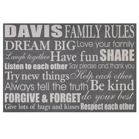 Family Rules Doormat - 24x36 - Gray