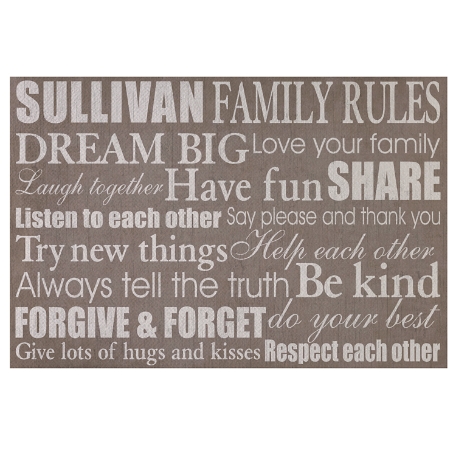 Family Rules Doormat - 24x36 - Taupe