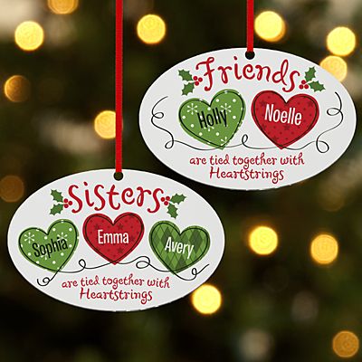 Christmas Sisters & Friends Heartstrings Oval Ornament