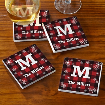 Cozy Christmas Marble Coasters