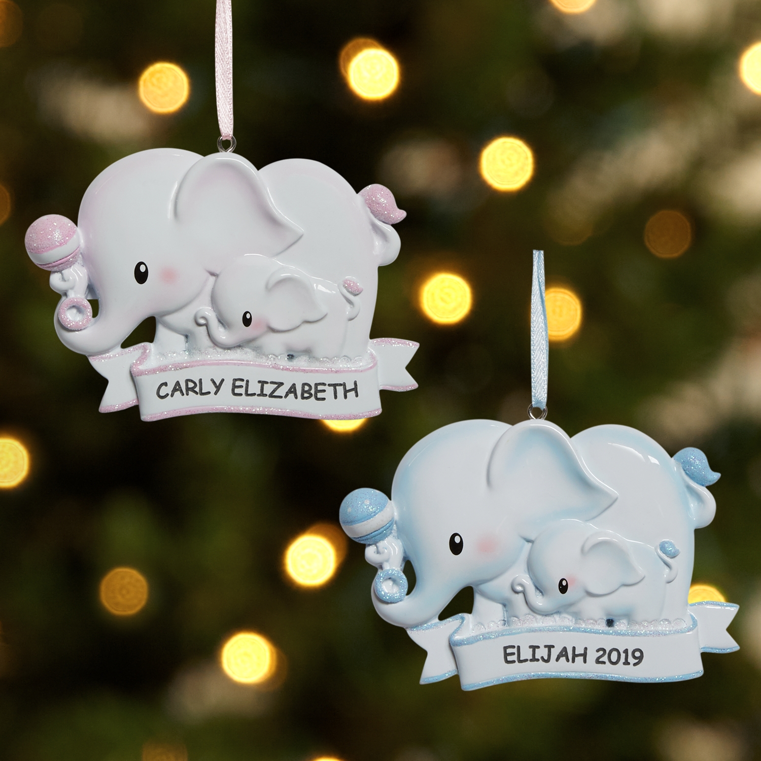 baby's first christmas elephant ornament