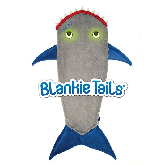 Blankie Tails New Gray and Deep Blue Glow in The Dark Shark Blanket 