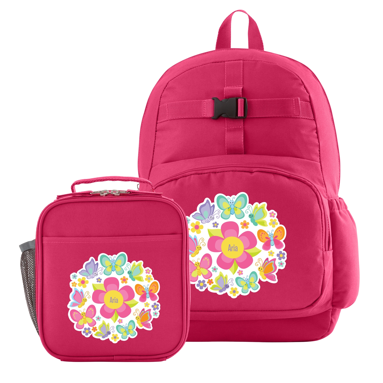 butterfly backpack and lunchbox