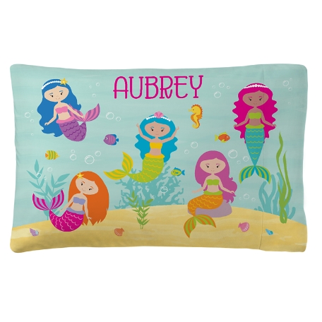 Girls' Sleepy-Time Plush Pillowcase-Mermaids