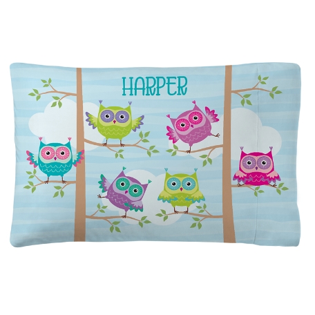 Girls' Sleepy-Time Plush Pillowcase- Owls