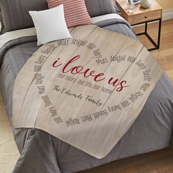 I Love Us Heart Plush Blanket