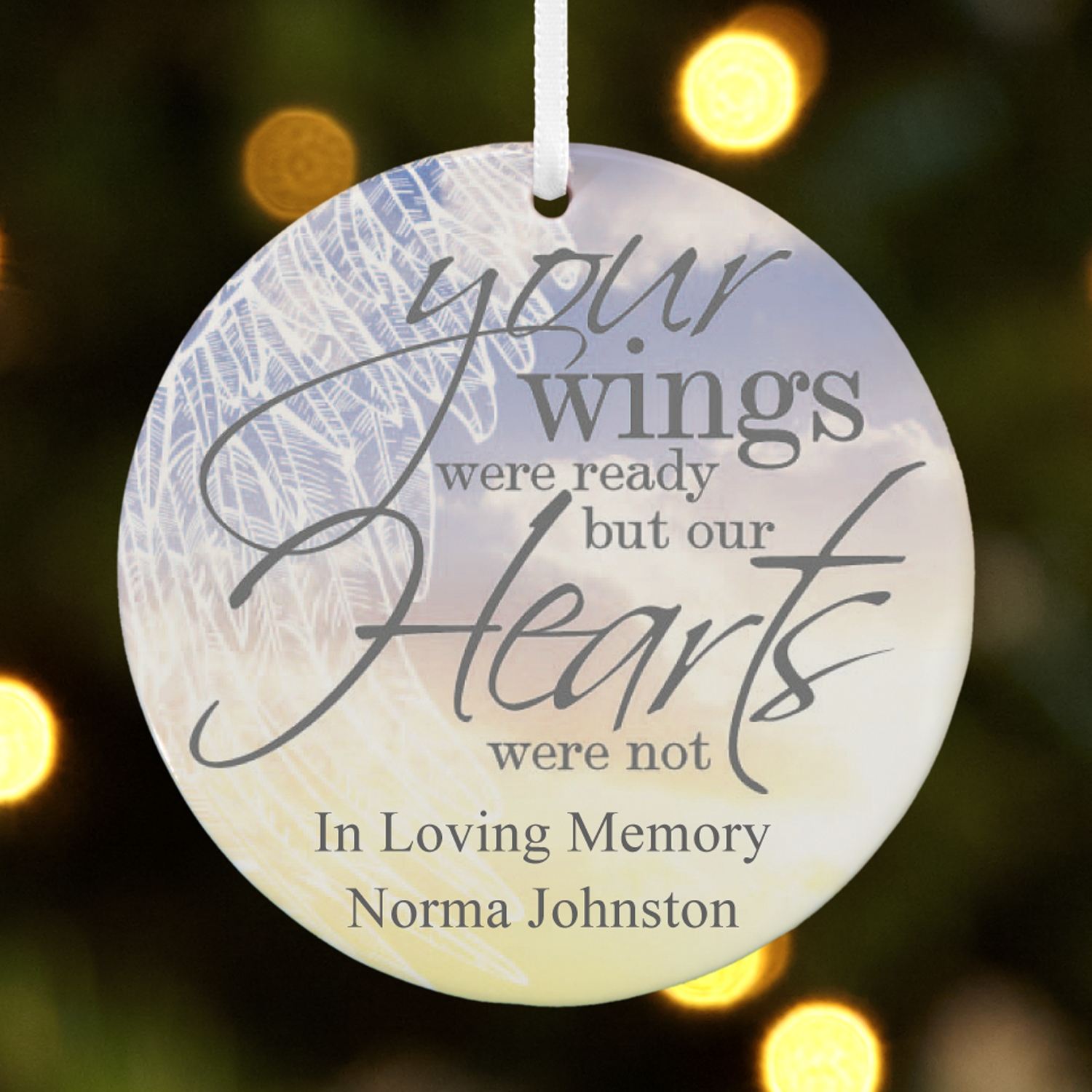 Fly High Memorial Wood Circle Personalized Ornament