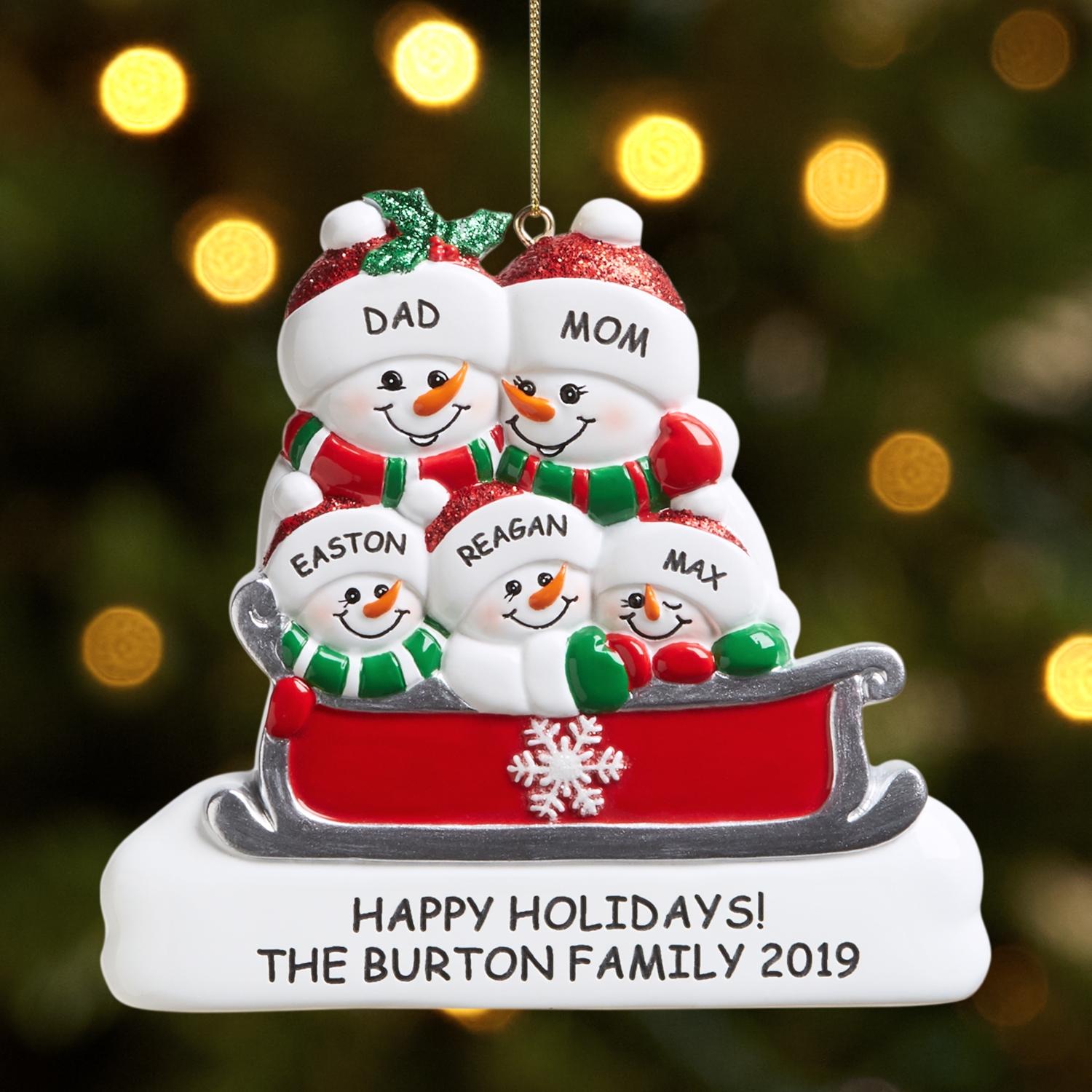 snowman engagement ornament