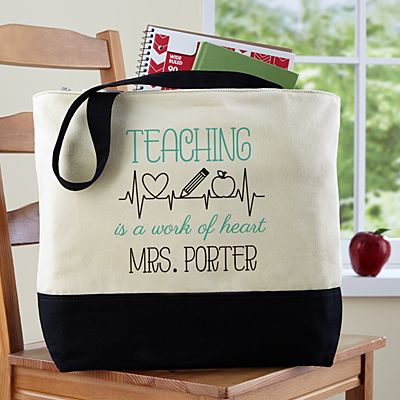 Teaching Is A Work Of Heart Canvas Tote Bag