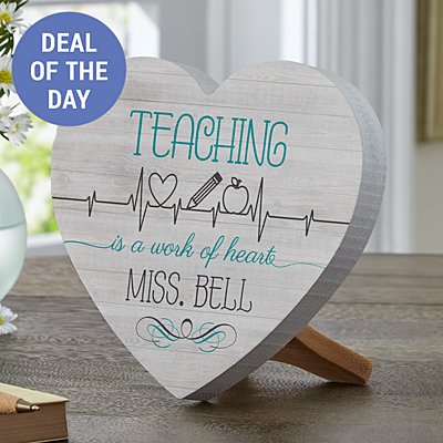 Teaching Is A Work Of Heart Mini Wood Heart