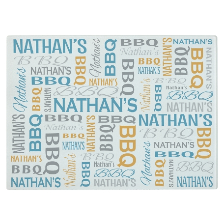 You Name It! Signature Glass Cutting Board - Blue/Orange