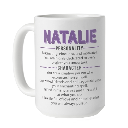 Name Meaning Mug Purple Block Personal Creations