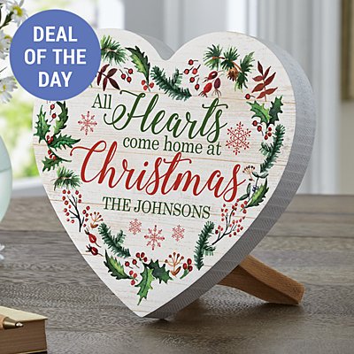 All Hearts Come Home at Christmas Mini Wood Heart