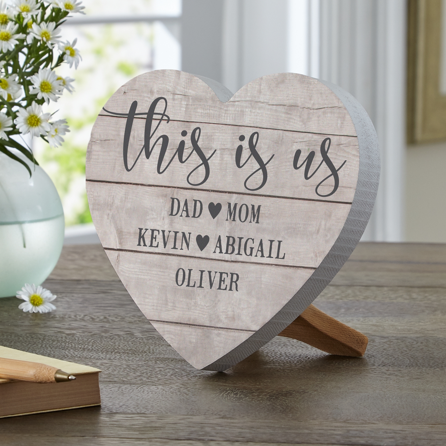 Our Family's Love Personalized Wooden Heart