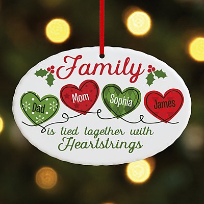 Christmas Family Heartstrings Oval Ornament