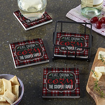 Eat, Drink and Be Cozy Coasters