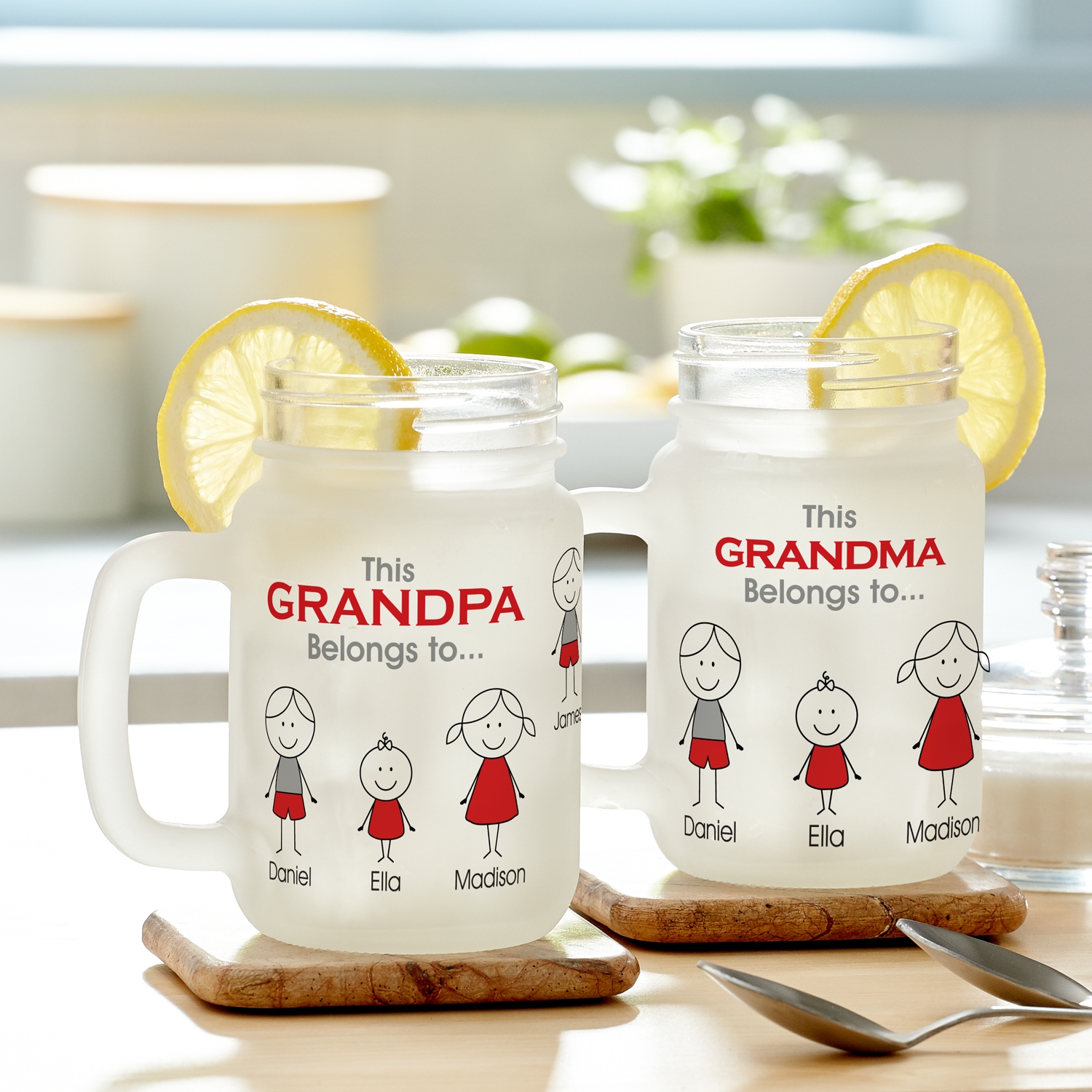 Family Belonging Frosted Mason Jar