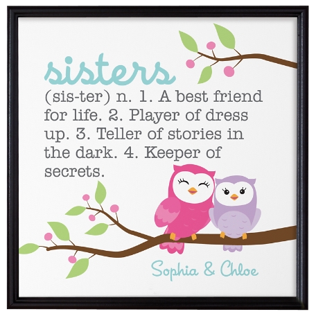 Sibling Meaning Canvas - Sisters - 16x16-Framed