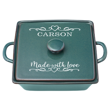 Made With Love Stoneware- 3qt Casserole Dish-Teal
