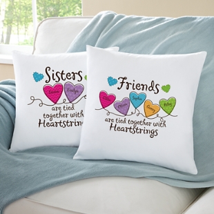 Sisters and Friends Heartstrings Throw Pillow