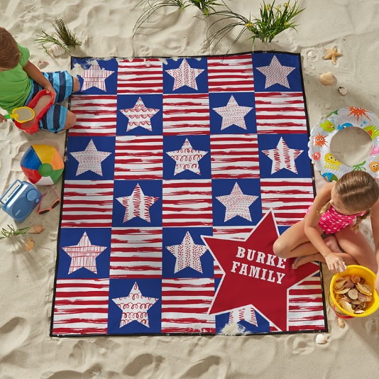 Stars & Stripes Family Beach Blanket Personal Creations