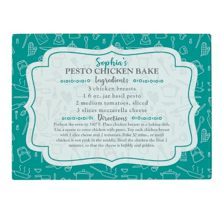 Your Family Recipe Glass Cutting Board-4-Teal