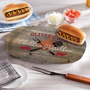 BBQ Gifts, Personalized Grilling Plate, Grill Master, Custom Platter