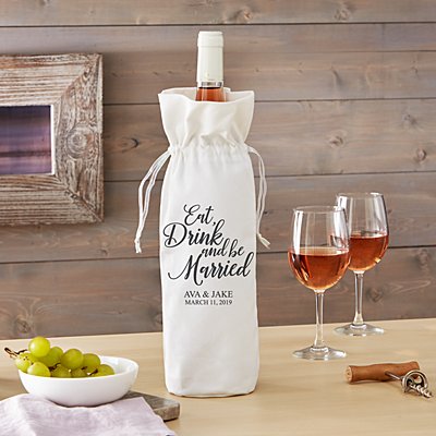 Eat, Drink & Be Married Wine Bag