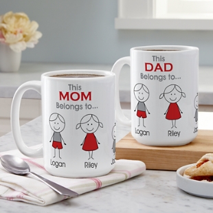 Personalized Coffee Mug Family Mom and Daughter Son Happiness Is