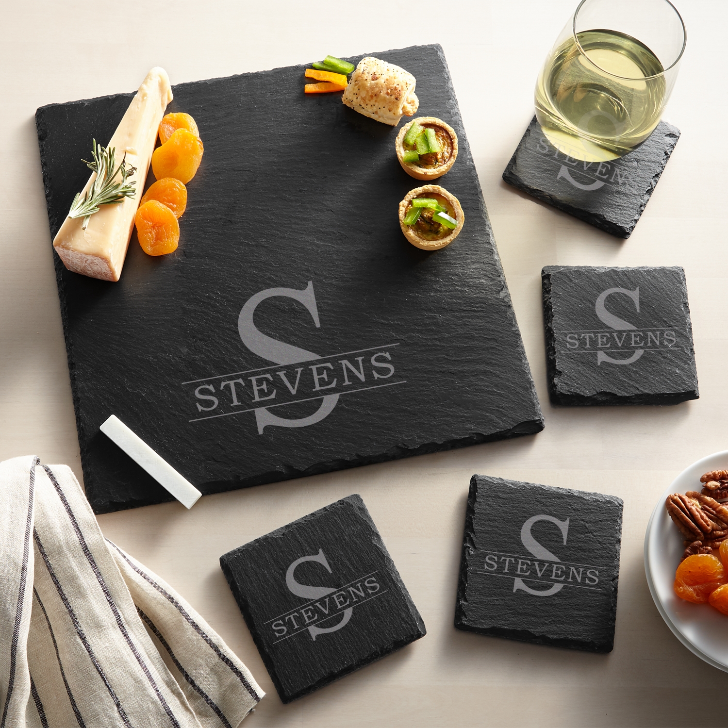 Personalized Slate Entertaining 5-Piece Set - Initially Yours