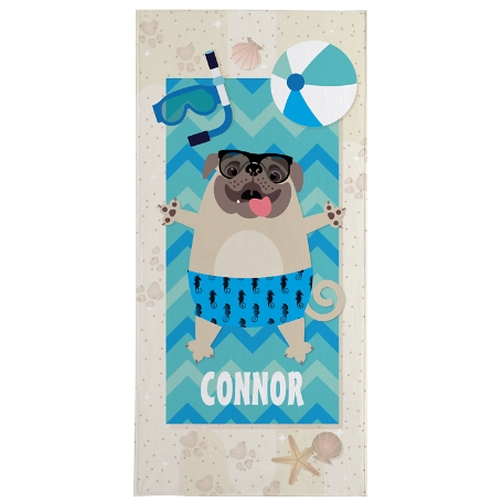 Dog Days of Summer Beach Towel-Boy Pug
